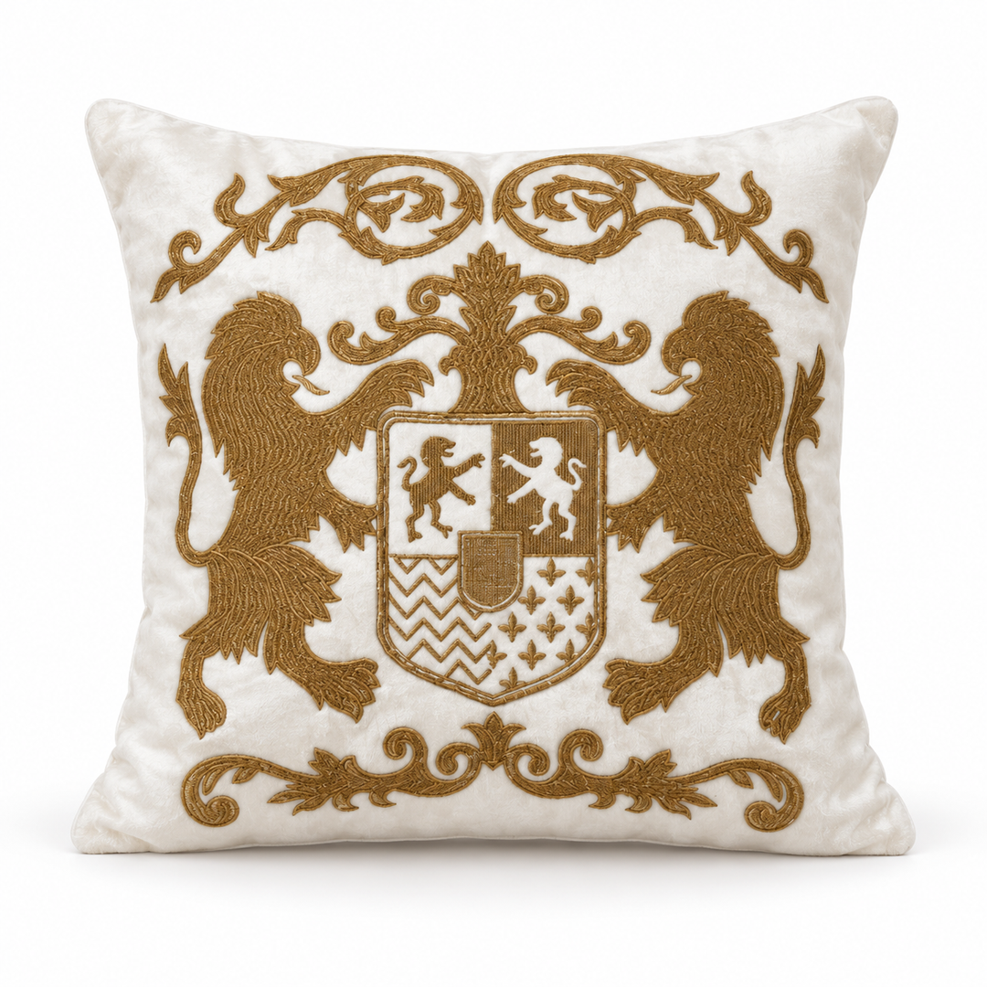 1 PCS Twin Lions Embroidered Cushion Cover Square Throw Pillow Sofa Decor