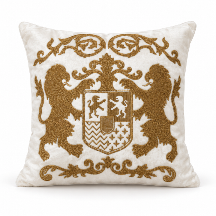 1 PCS Twin Lions Embroidered Cushion Cover Square Throw Pillow Sofa Decor