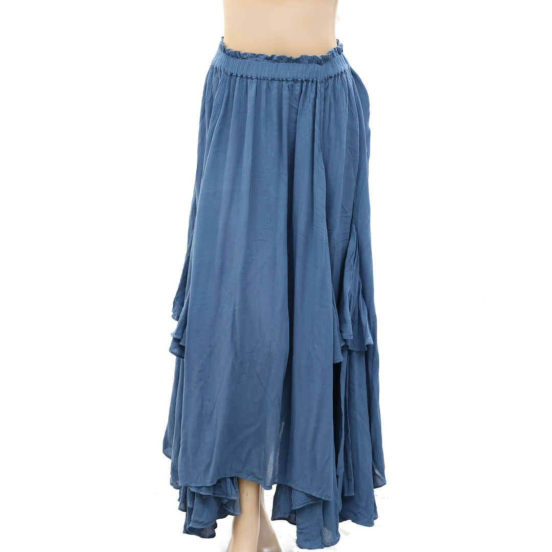 Free People Endless Summer 荷叶边纯色超长长裙