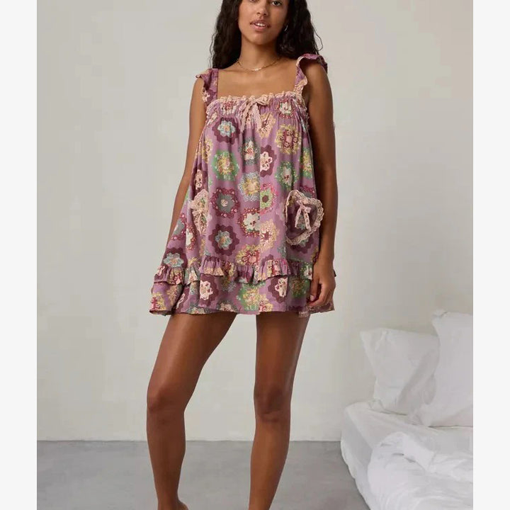 Urban Outfitters Out From Under Hearts Desire Lace Trim Lounge Dress