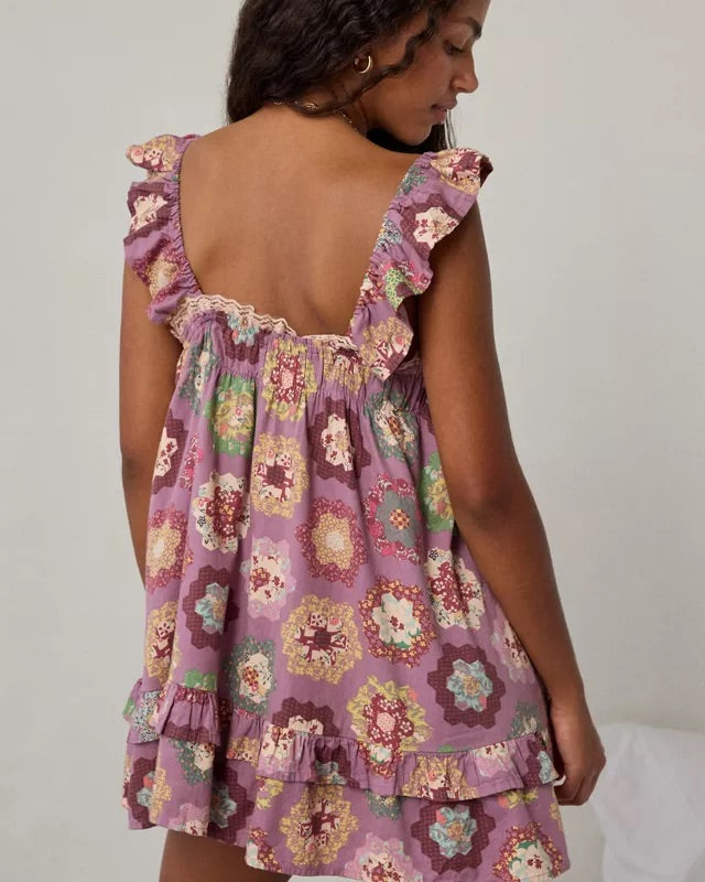 Urban Outfitters Out From Under Hearts Desire Lace Trim Lounge Dress