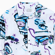 Urban Outfitters UO Face Print Short Sleeve Button-Down Shirt Men's