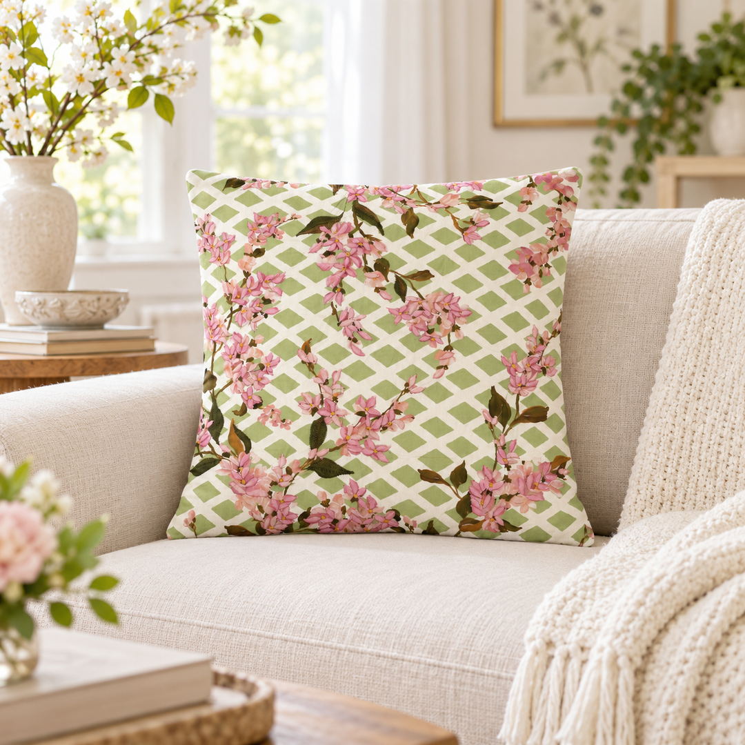 1 PCS Floral Embroidered Cushion Cover Square Throw Pillow Case Decor