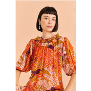 Farm Rio Anthropologie Jungle Panther Blouse Top