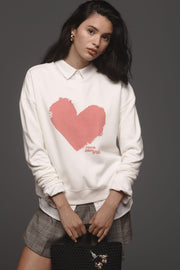 By Anthropologie Maeve Chiara Perano Heart Sweashirt Top