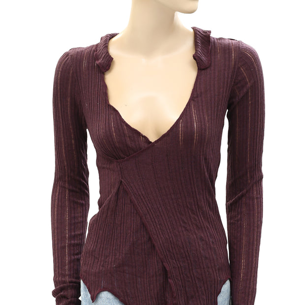 Urban Outfitters UO Gina Long-Sleeved Spliced Wrap Top