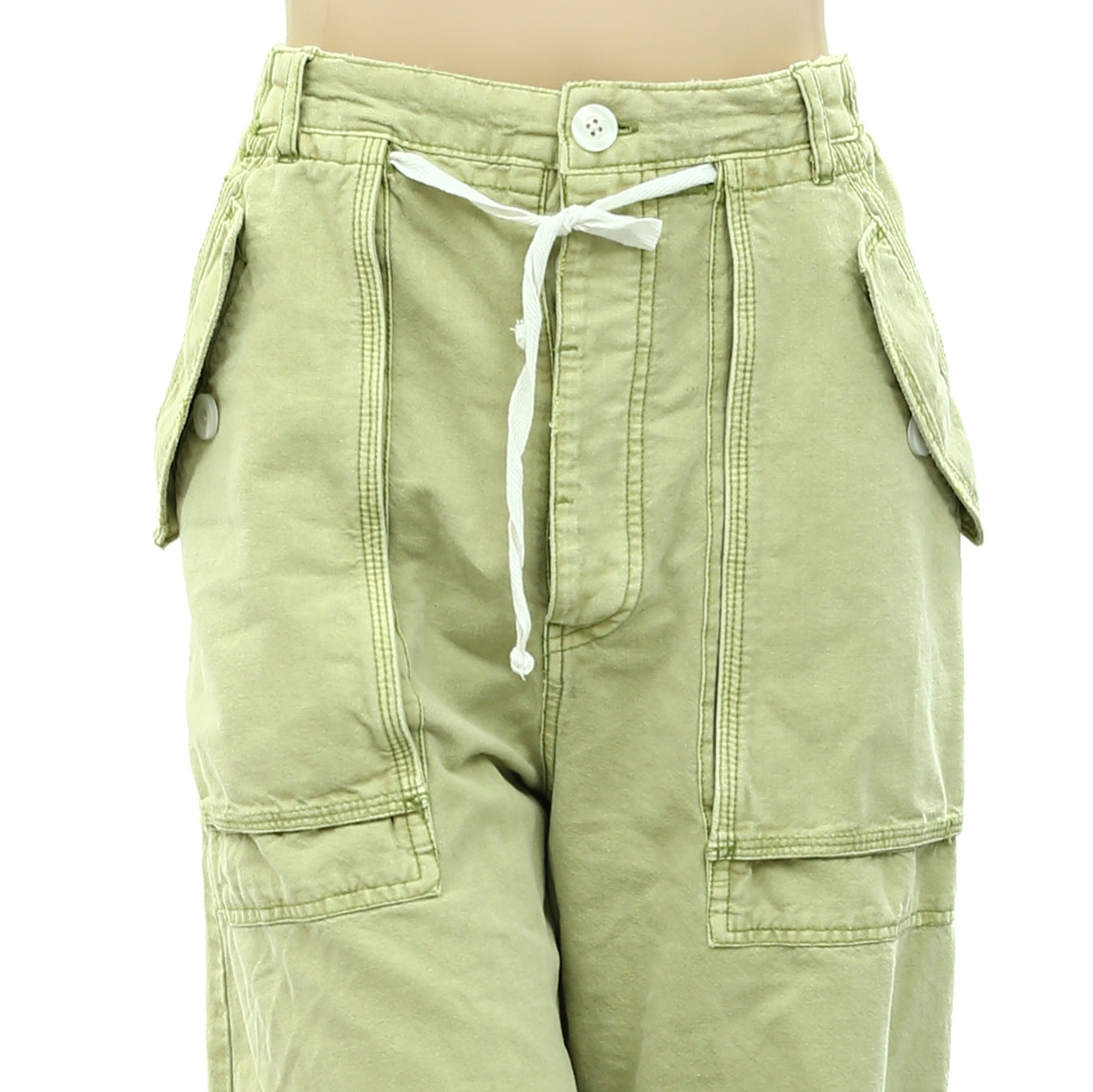 Free People Mending Heart Barrel Utility Pants - Green