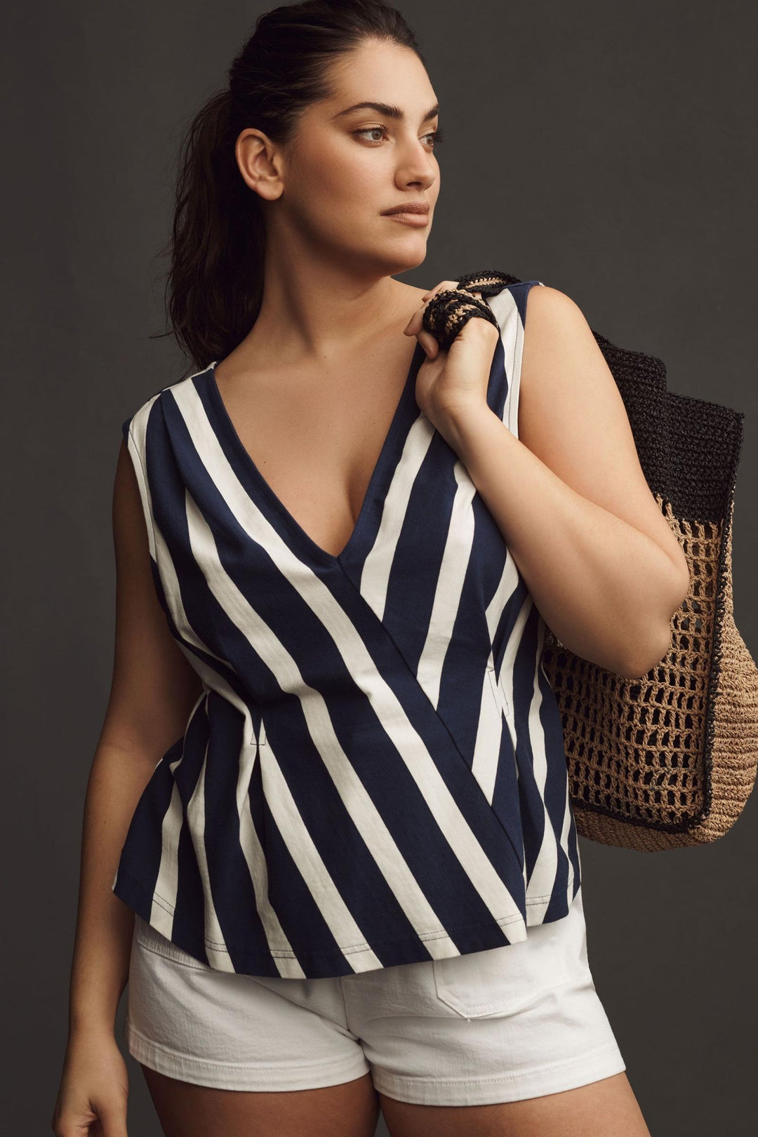 Anthropologie Maeve Sleeveless V-Neck Corset Blouse Tank Top