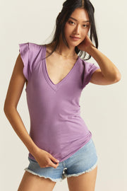 Maeve Anthropologie Catie Ruffle-Sleeved Tee Blouse Top