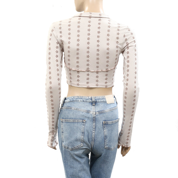 Out From Under Urban Outfitters Tansy Eyelet Floral Zip-Up Jacket Top