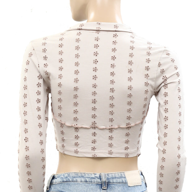 Out From Under Urban Outfitters Tansy Eyelet Floral Zip-Up Jacket Top