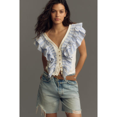 Maeve Anthropologie  Ruffled Cropped Top