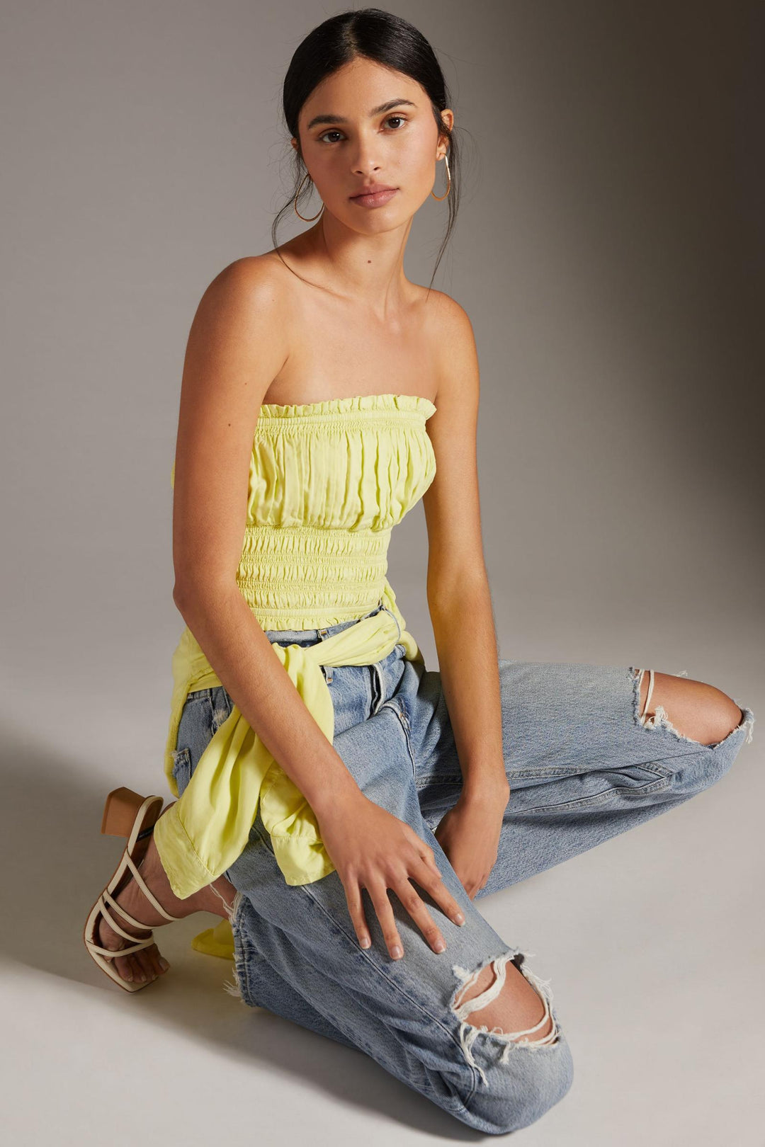 Pilcro Anthropologie Ruffled Tube Cropped Top