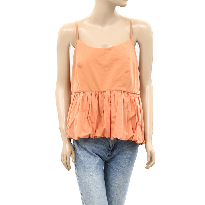 Maeve Anthropologie Ruffled Bubble-Hem Cropped Cami Tank Top