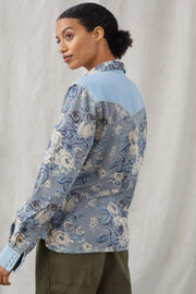 Love The Label Anthropologie Floral Chambray Buttondown Top