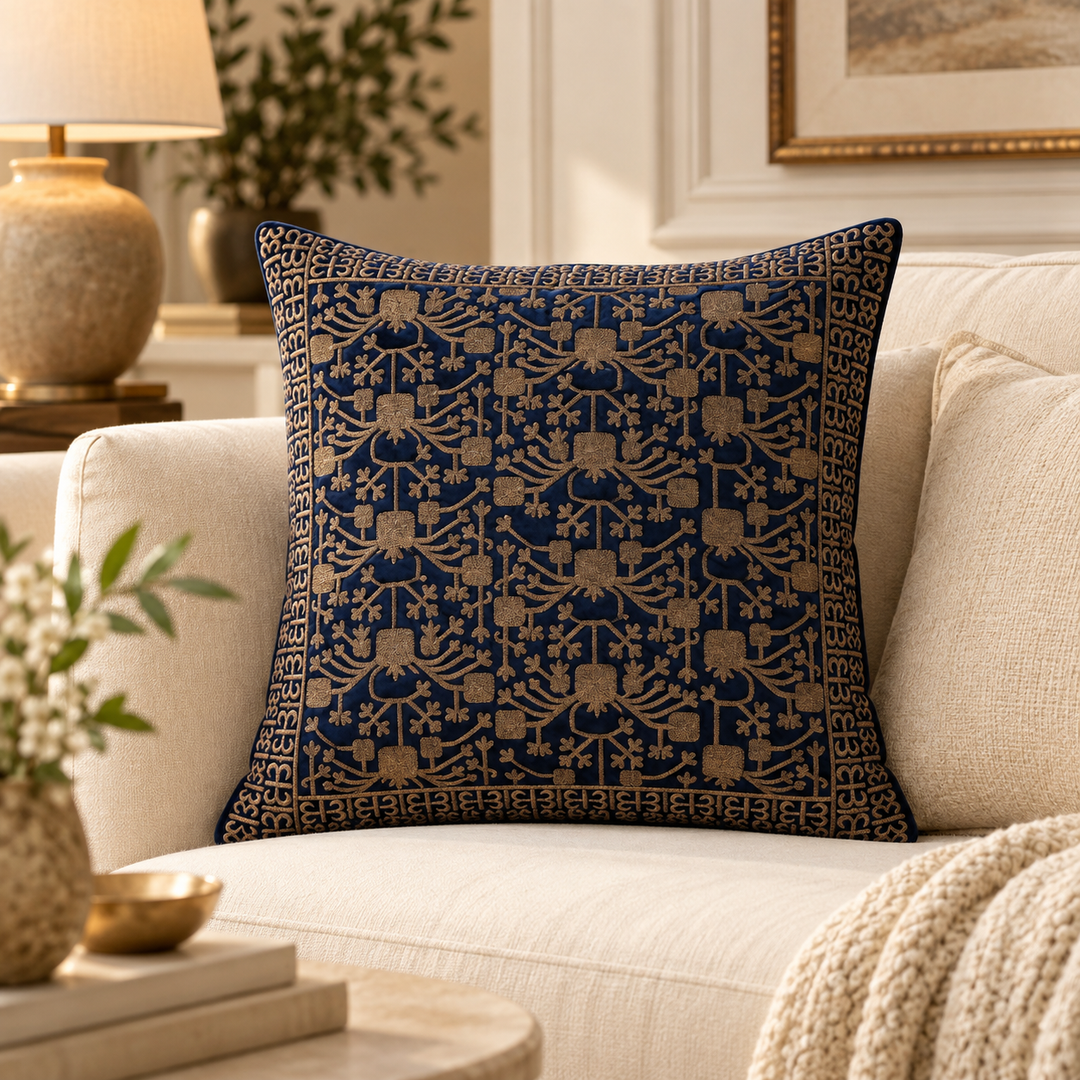 1 PCS Metallic Embroidered Cushion Cover