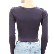 Urban Outfitters UO Fawn Butterfly Fitted Long Sleeve Tee Cropped Top