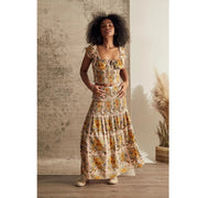 Urban Outfitters UO Shirred-Stretch Sunflower Maxi Skirt