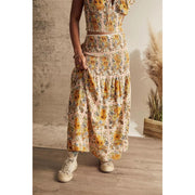 Urban Outfitters UO Shirred-Stretch Sunflower Maxi Skirt