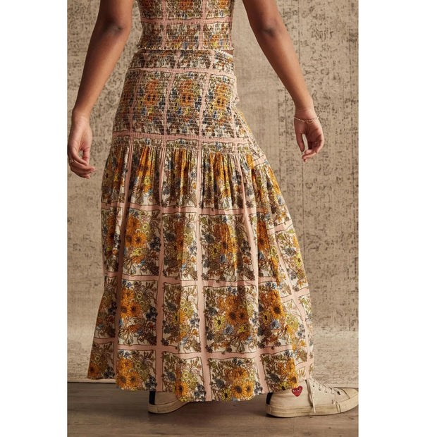 Urban Outfitters UO Shirred-Stretch Sunflower Maxi Skirt