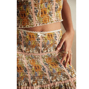 Urban Outfitters UO Shirred-Stretch Sunflower Maxi Skirt