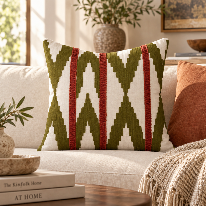 1 PCS Geometric Embroidered Cushion Cover