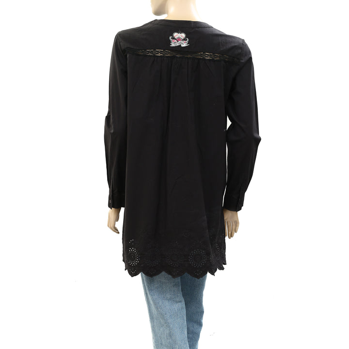 Odd Molly Anthropologie Lace Eyelet Embroidered Tunic Top