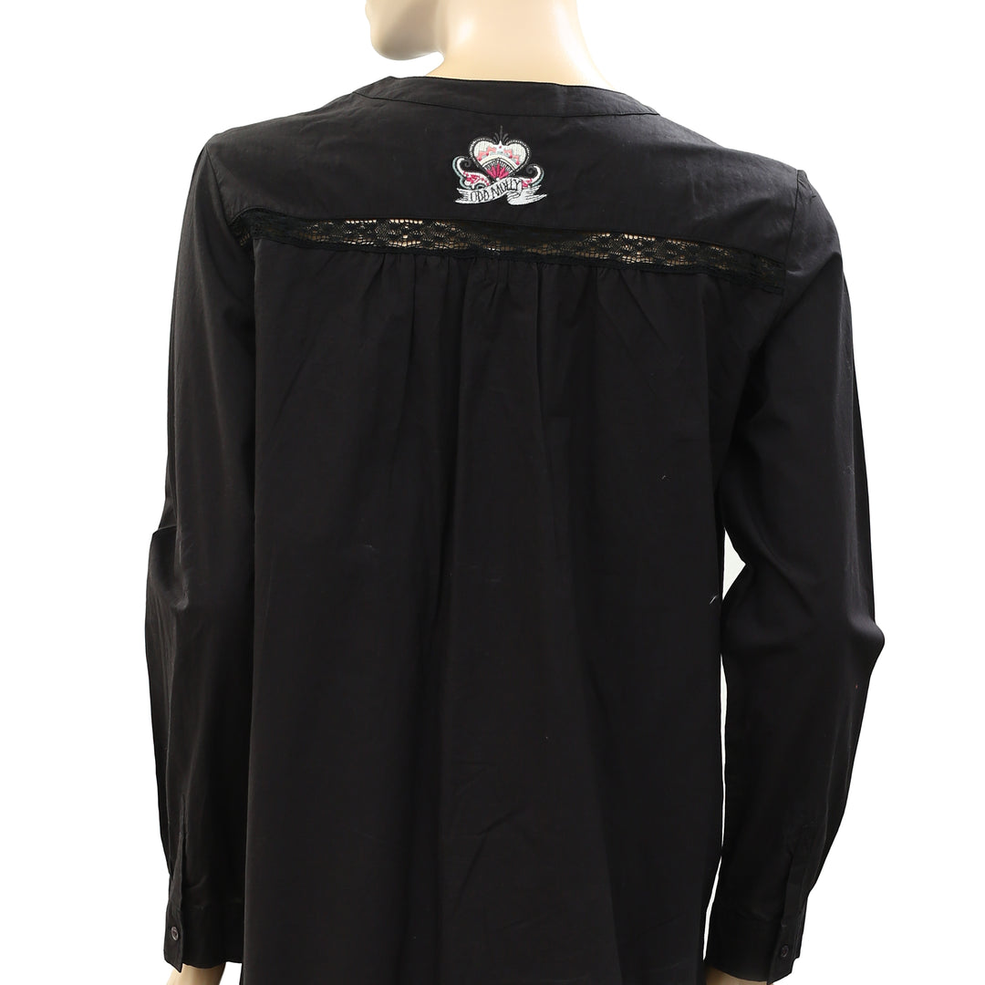 Odd Molly Anthropologie Lace Eyelet Embroidered Tunic Top