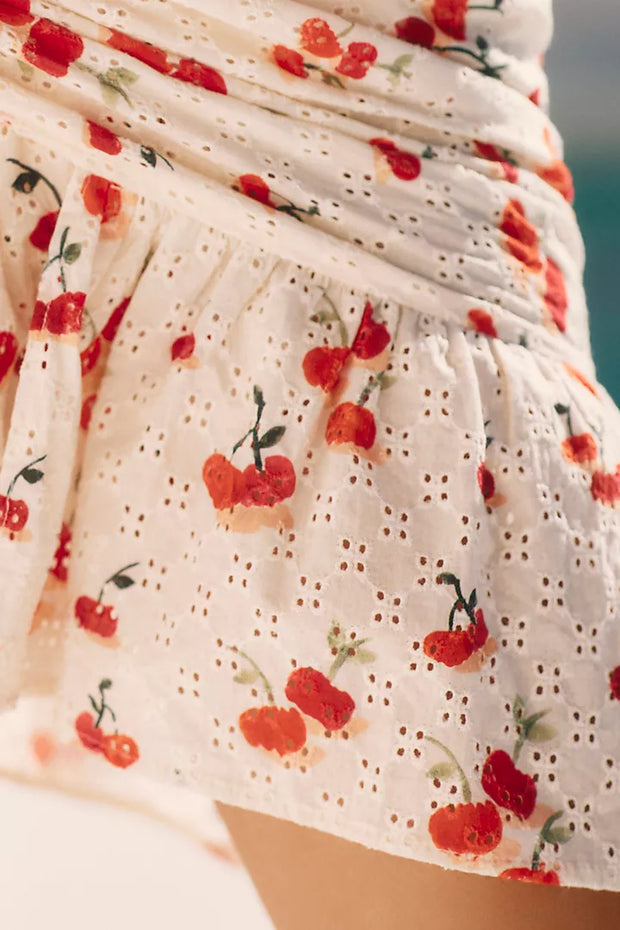 Farm Rio Anthropologie Pitanga Cherry Cover-Up Wrap Skirt-Top