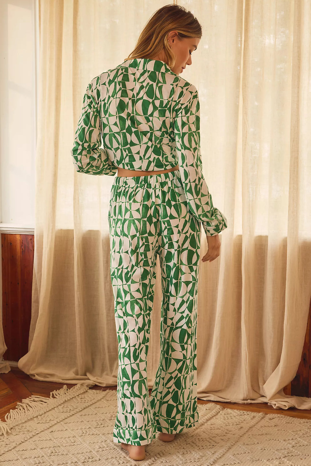 By Anthropologie Knit Printed Shirt Blouse Top