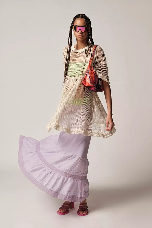 Urban Outfitters UO Emelie Tiered Gauzy Midi Skirt