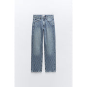 Zara TRF Mid Rise Rhinestone Jeans
