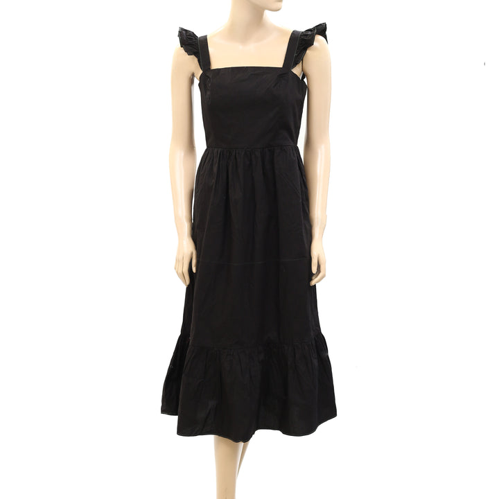 The Great Ruffle Tank Black Midi Dress