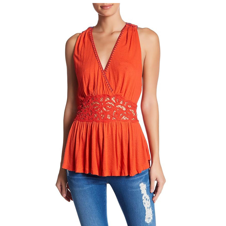 Free People Megan Peplum Crochet Lace Tunic Top