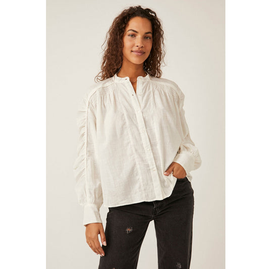 Free People Maraya Ruched Blouse Top