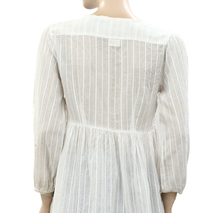 Odd Molly Anthropologie Ruched Embroidered Tunic Top