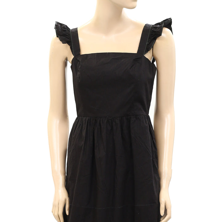 The Great Ruffle Tank Black Midi Dress