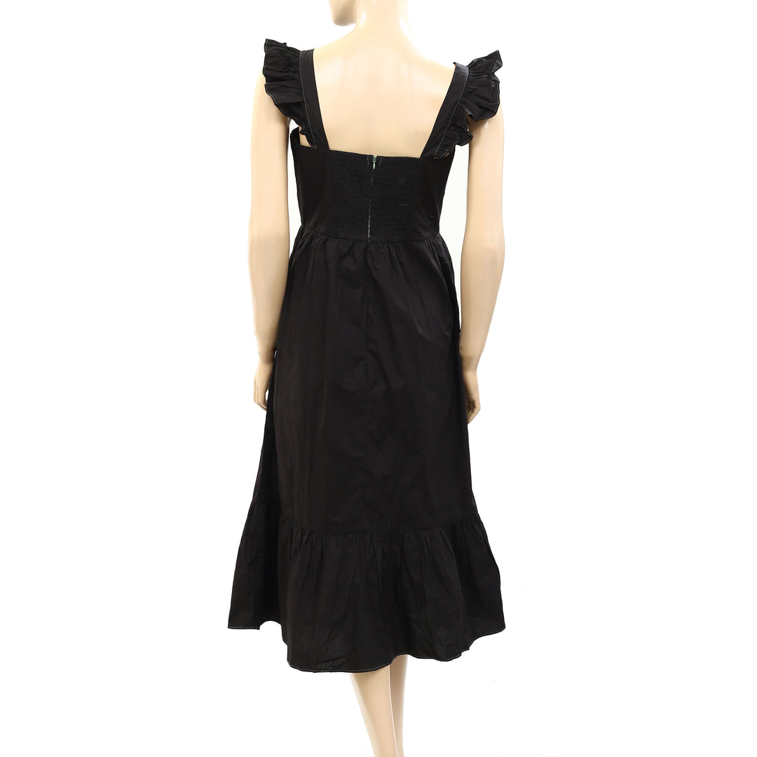 The Great Ruffle Tank Black Midi Dress