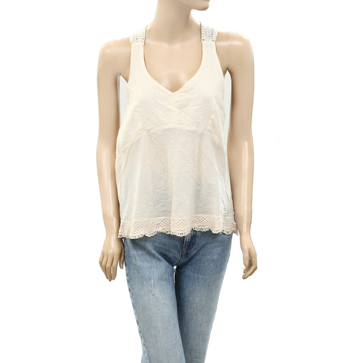 Odd Molly Anthropologie Floral Crochet Lace Tank Blouse Top