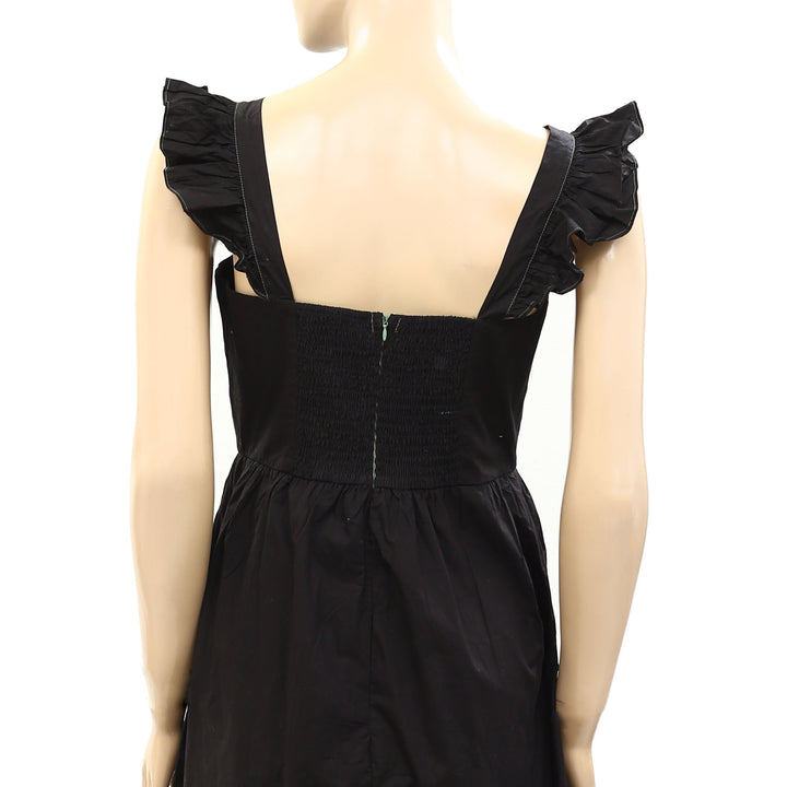 The Great Ruffle Tank Black Midi Dress