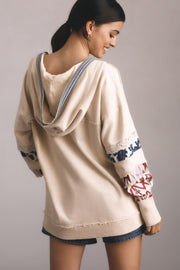 Anthropologie Pilcro Crafted Button-Front Pullover Hoodie Top