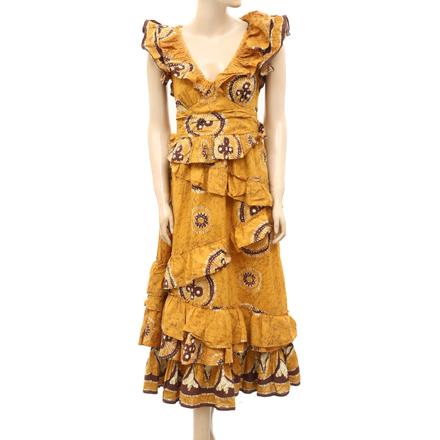 Love The Label Anthropologie Adrienne Ruffled Boho Maxi Dress