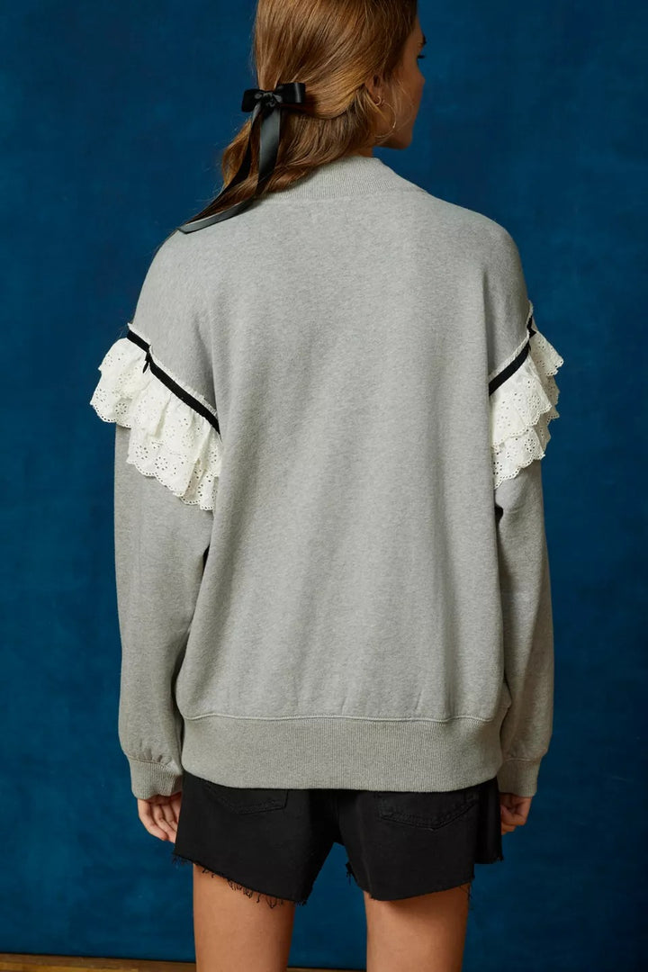 BDG Urban Outfitter Emory Ruffle Pullover Sweatshirt Tunic Top