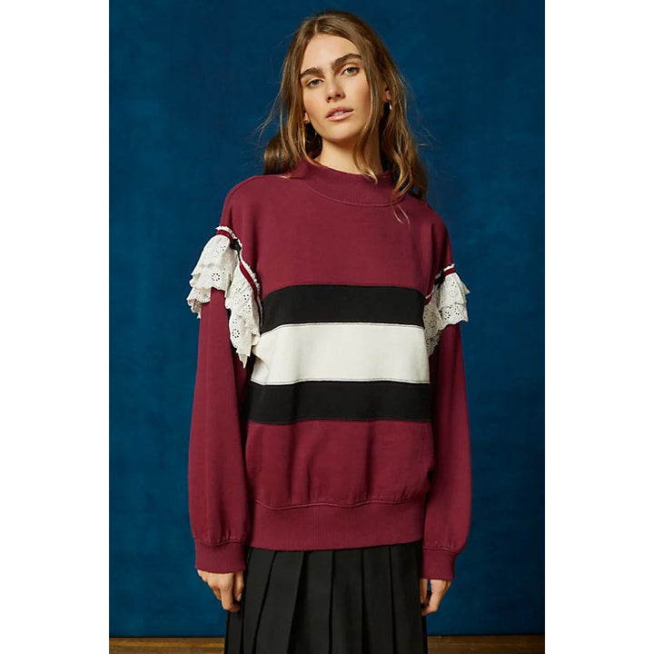 BDG Urban Outfitters Emory Ruffle Pullover Sweatshirt Top