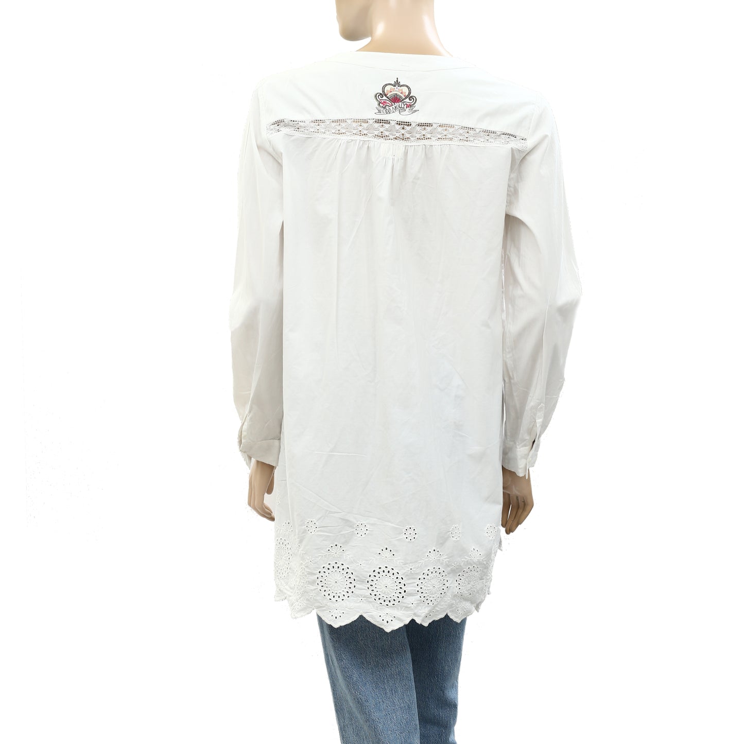 Odd Molly Anthropologie Lace Eyelet Embroidered Shirt Tunic Top