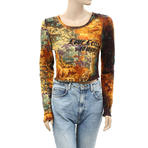 Urban Outfitters UO Love Letter Fitted Long Sleeve Tee Cropped Top