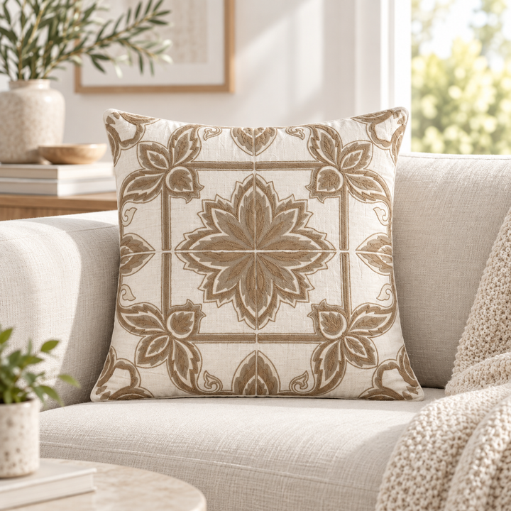 1 PCS Leaf Embroidered Cushion Cover Square Throw Pillow Case Sofa Home