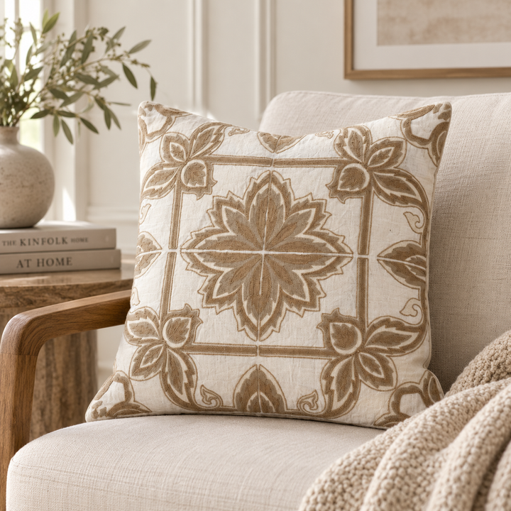 1 PCS Leaf Embroidered Cushion Cover Square Throw Pillow Case Sofa Home