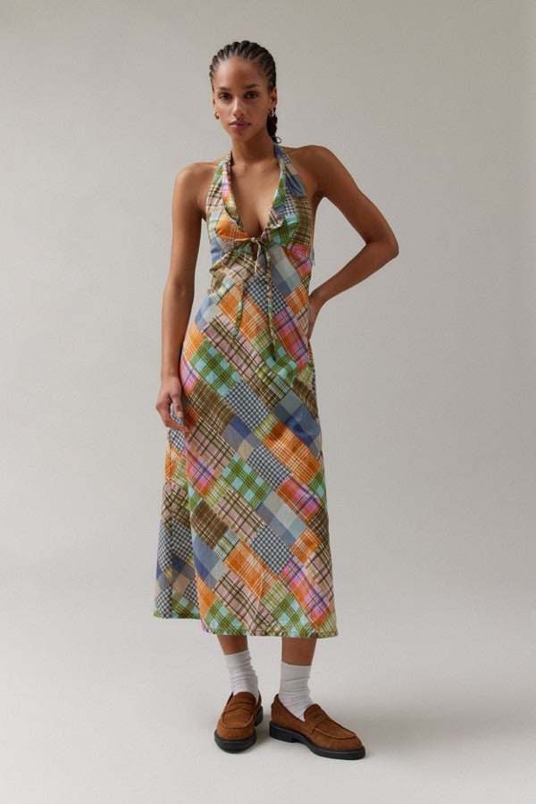 Urban Outfitters BDG Danny Madras Halter Midi Dress – White Chocolate Couture Urban Outfitters BDG Danny Madras Halter Midi Dress – White Chocolate Couture