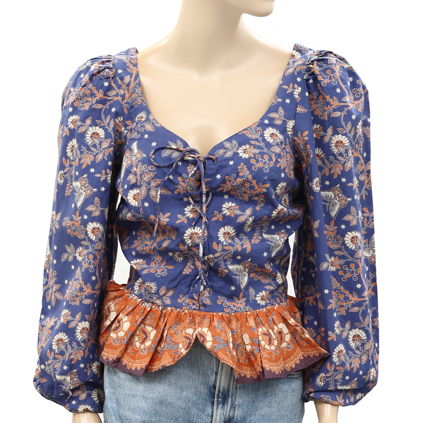 House of Harlow 1960 Smocked Floral Printed Blouse Top
